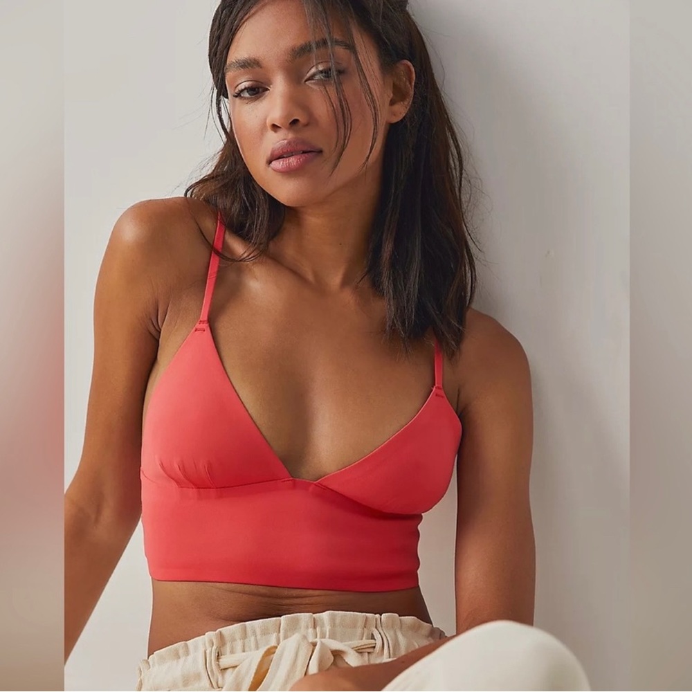 Free People Sage Longline Neo Bralette in Cayenne NWT - Picture 2 of 5